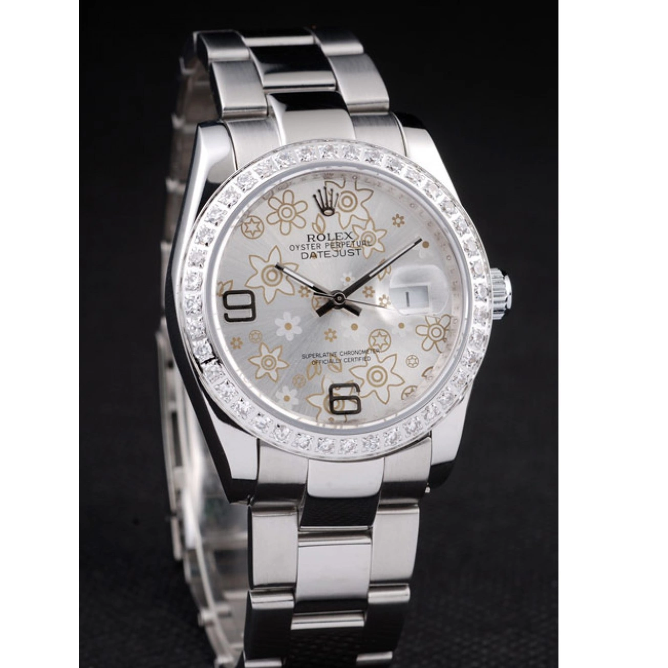 AAA Replica Watches Diamond Silver Rolex Steel Flowers 98081 Dial Datejust Stainless Polished Plated 0807